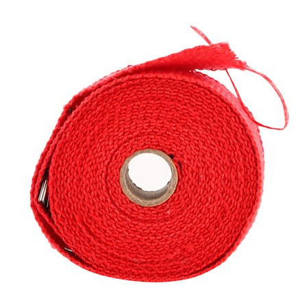 5 m Glasfiber Udstødningsvarmeisoleringsbånd med Legeret Stålbånd til Bil Motorcykel Rød