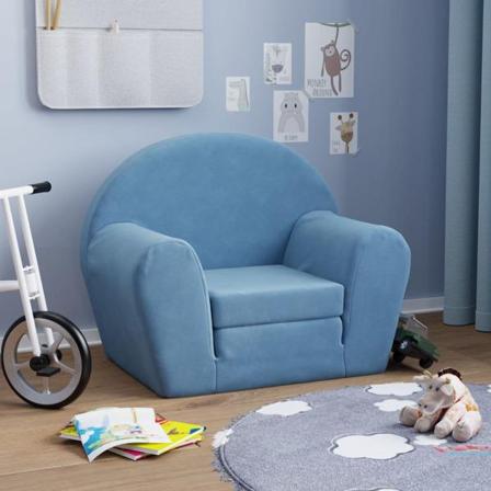 Vidaxl Barnsoffa Blå Mjuk Plysch Blå