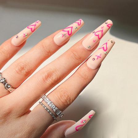Manikyr Pink Heart Rhinestones Nail Patch 24st