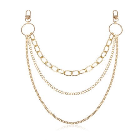 Vintage Mandlige Kvinder Bukser Kæde Multi Layer Bælte Kæde Krog Bukser Kæde Nøglering Biker Link Talje Kæde Smykker Charms