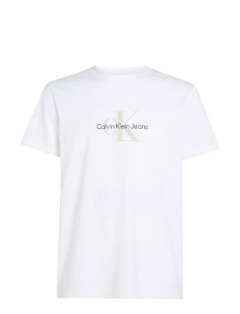 Distressed Monologo Tee Tops T-shirts Short-sleeved White Calvin Klein Jeans