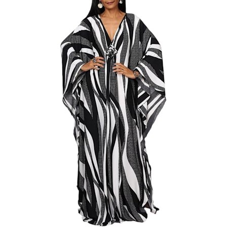 Dame Etnisk Print Kaftan Strandkjole Plus Size Badedragt Cover Up