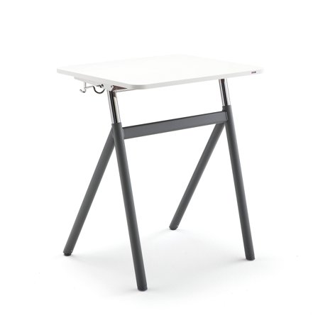 Sitz-Steh-Schultisch ASCEND, Laminat weiß, grau