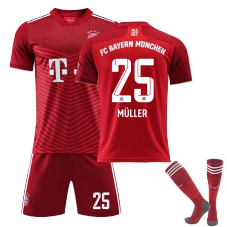 21-22 Bayern punainen kotipaita No. 9 Lewandowski paita setti No. 25 Muller No. 10 Sane jalkapalloasu Bayern home number 25, with socks M#
