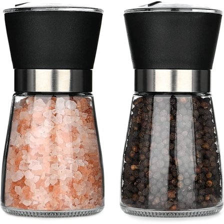 2 st Salt- och pepparkvarn, 2-pack kryddkvarn i glas