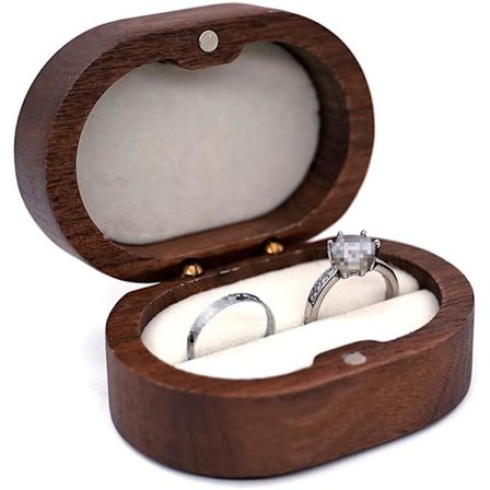 Träringlåda enkel oval, ringhållare ringlåda, smyckesförvaringslåda