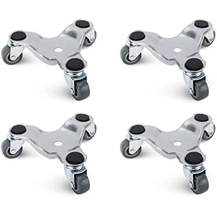 4-pack 6 tums Stål Tri-Dolly Set för att Flytta Möbler och Apparater 220 kg Lastkapacitet