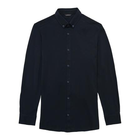 Borgio, koszula lenola 00332 d?. r?kaw granatowy slim fit Niebieski, Mężczyzna, Rozmiar: XL