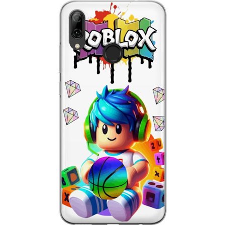 Yhteensopiva Puhelinkuori Huawei Huawei P smart 2019 Värikäs Roblox-kuvitus pelihahmolla, leluilla ja energialla, täydellinen pelifaneille ja moder