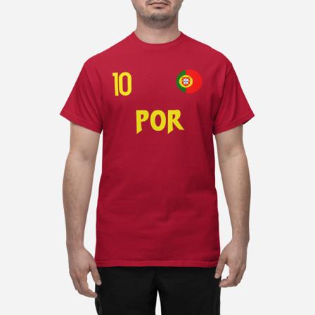 Portugal landshold t-shirt i rød med POR & 10 fodbold euro24 140cl 9-11 år