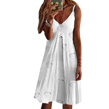 Dam Boho Summer Beach Sundress Dam Blommig V-ringad Strappy