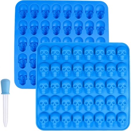 2 stk. Halloween-temaforme Fødevaregodkendte silikoneforme med dødningehoveder Slikfremstiller Hjemmelavede chokoladegelé-kager Genanvendelige 