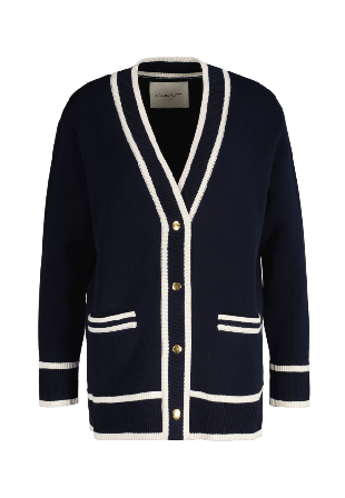 GANT Contrast Knit Cardigan Stickat Dam Blå S