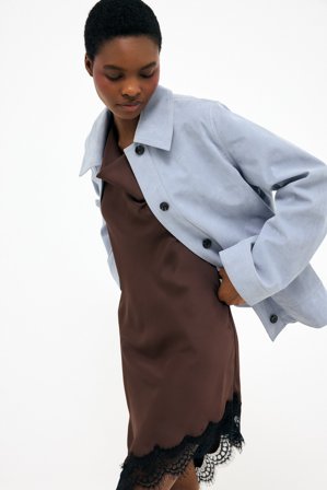 NA-KD Veste en faux daim à poche - Vestes en similicuir - Bleu - EU 34