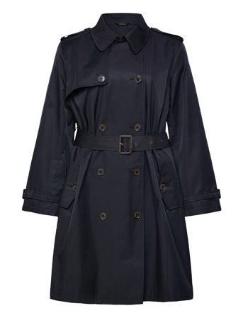 Lauren Women Double-Breasted Cotton-Blend Trench Coat - Navy - 54-56
