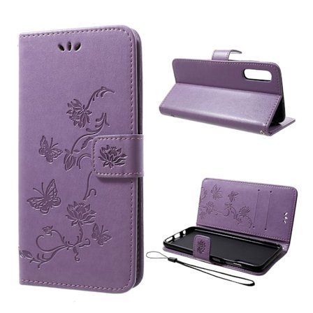 Samsung Galaxy A50 painettu Perhonen nahkainen suojakotelo - Musta