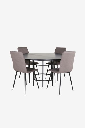 Venture Home - Spisegruppe Copenhagen med 4 spisebordsstole Windu Lyx - Sort - Spisegrupper - Fra Homeroom