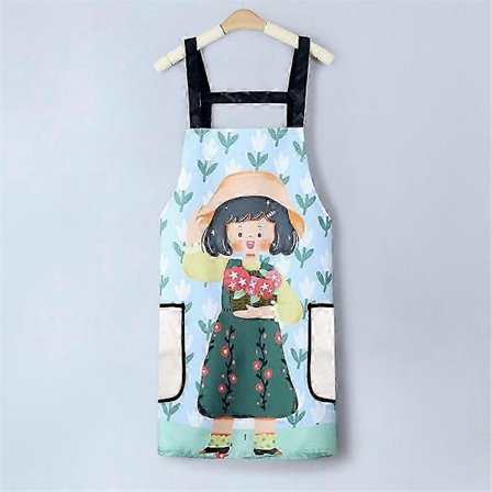 Søtt sommerforkle uten ermer i korallfleece til kjøkken med vanntett oljeklut-håndkledesign