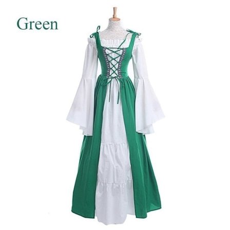 Medeltida Punk Klänning Cosplay Halloween Kostymer Kvinnor Palace Karneval Fest Förklädnad Prinsessa Kvinna Viktoriansk Vestido Robe Grön