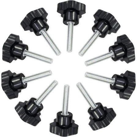 10 stk. M6 x 40 mm Plast Tommelskrue, Seksstjerners Plomme Håndtak Gummihode Skrue Erstatning Stjerne Håndstrammingsskrue for Industrielt Utstyr