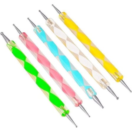 5 stk 2-veis prikkepenn verktøy neglekunst spiss prikkmaling manikyrsett