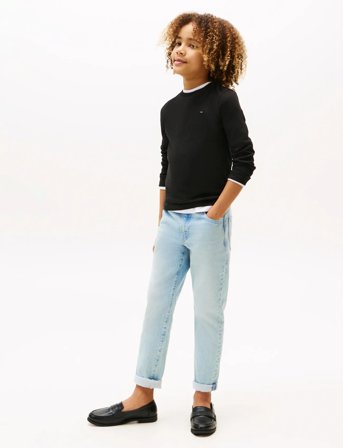 Tommy Hilfiger Boys Basic Cn Knit L/S - Black - 110