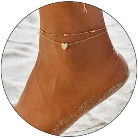 Ankelkjede Hjerte Ankelkjede Mote Perler Fotkjede Gull For Kvinner Og Jenter