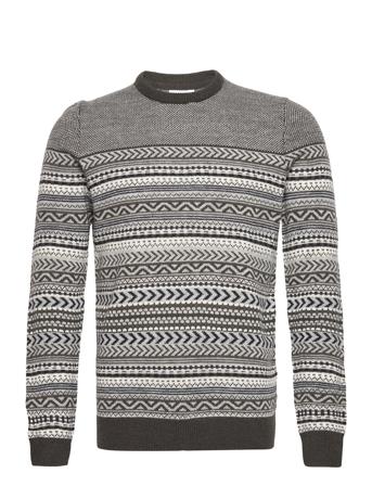 Jacquard Knit Strikkegenser M. Rund Krage Multi/mønstret Lindbergh