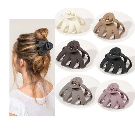 Medium Blæksprutte Hårklemmer til Kvinder, Matte Hårklemmer til Tyndt Hår, Stærkt Greb Skridsikker Edderkop Blæksprutte Klemme til Fint Hår 