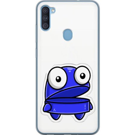 Kompatibel Mobilcover til Samsung Samsung Galaxy A11 Blå tegneseriefigur med åbent udtryk og store øjne i sjov illustration