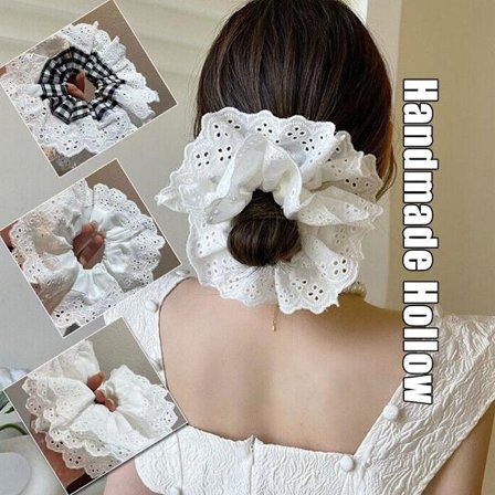 3pcs Lolita Lace Scrunchies Flower Temperament Hair Rope Lace Band Hair Large A2W1