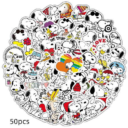 50 kpl / set Peanuts Snoopy Diy Vedenpitävä Matkalaukku Laptop Cup Rullalautatarrat
