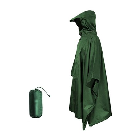 Voksen Unisex Regnponcho med Opbevaringspose Lommedesign Justerbar Snøre Hætte Letvægts Vandtæt Regnfrakke