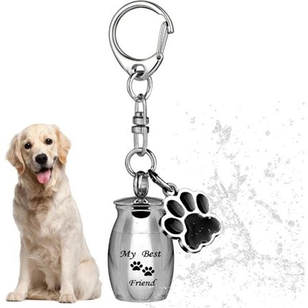 Kæledyrsaske nøglering - Rustfrit stål pote - Vandtæt - Askeholder til katte og hunde