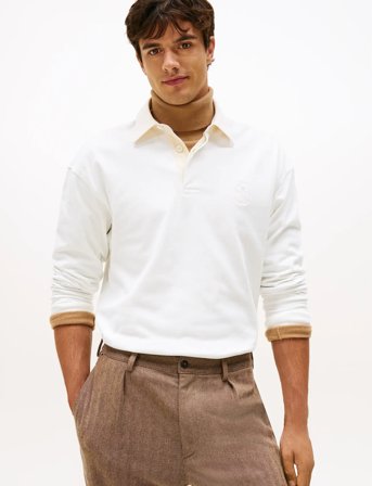 Tommy Hilfiger Peached Crest Solid Rugby - Cream - XL