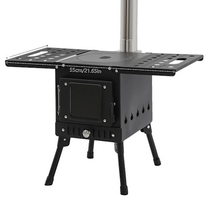 Utomhus Vedeldad Spis, Effektiv Matlagning, Justerbar Höjd,svart