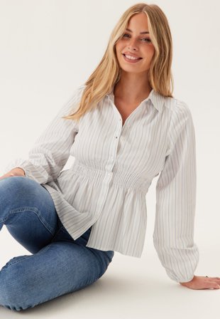 BUBBLEROOM Cotton Smock Shirt Striped XL