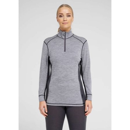 Dovre 100% Merinoull, Långärmad Undertröja Med Dragkedja, Grå T-shirts & toppar Dam XXL