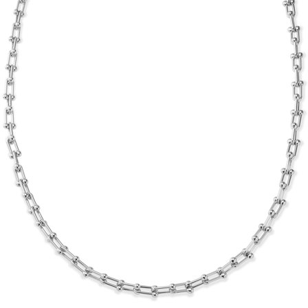 New Classics | 7mm Silver-Tone Stainless Steel Paperclip Bead Chain Necklace for Men - Chain necklaces