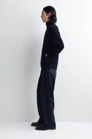 COS Men's Cotton-Panelled Merino Track Jacket in Blu