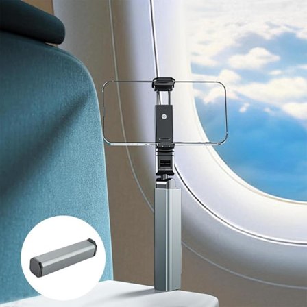 Sammenleggbar mobiltelefonholder, kompatibel med smarttelefonholder, egnet for mobiltelefonholder til fly, skrivebord (svart)