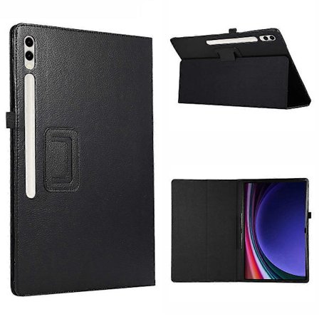 For Samsung Galaxy Tab S10 Ultra Deksel Bi-Fold Stativ Lær Tablet Cover Litchi Tekstur - Svart