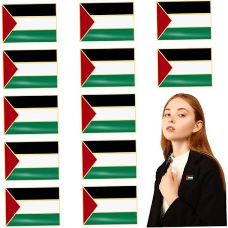 Palestina, palestinska flaggstift 12 st. rektangulära elektropläterade legering 0,98x0,71 tum flagga