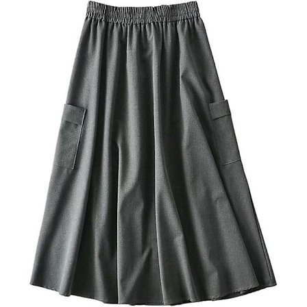 Högmidjad A-linje Arbetsklänning Kjol Lång Kjol med Ficka