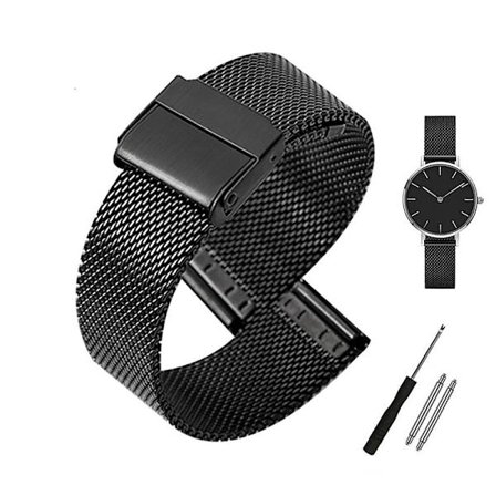 Klockarmband mesh - Svart eller Silver 20 mm
