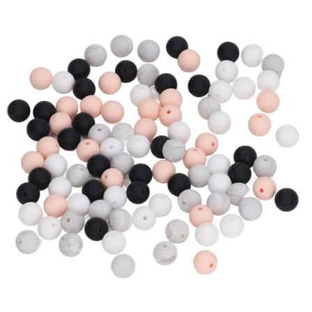 100 stk 9 mm silikonperler DIY runde flere farger Silikon løse perler for halskjeder Babyleker Type C