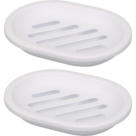 ING 2-pakning såpeskål, såpeholder, såpebeskytter, lett å rengjøre, tørr, stopp bløt såpe (hvit)