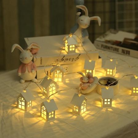 2m 10stk Led Juletrehus Stil Fairy Light Led String White one size
