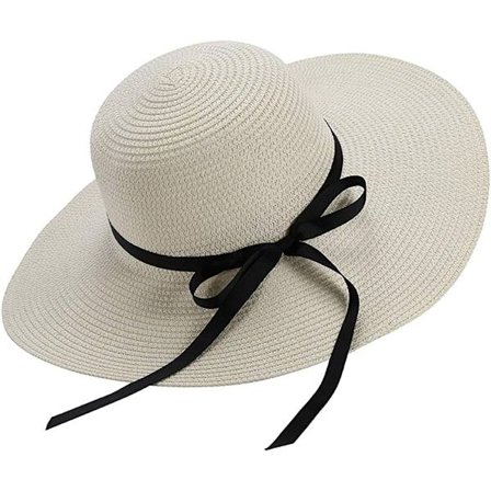Dame Solhat Sommer Bowknot Foldbar Hatte Solhat (Hvid)
