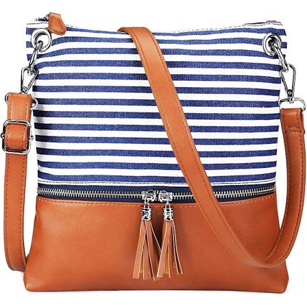 Verktøyveske Kvinners Middels Lerret Lett PU Lær Skulder Bag Med Dusker..